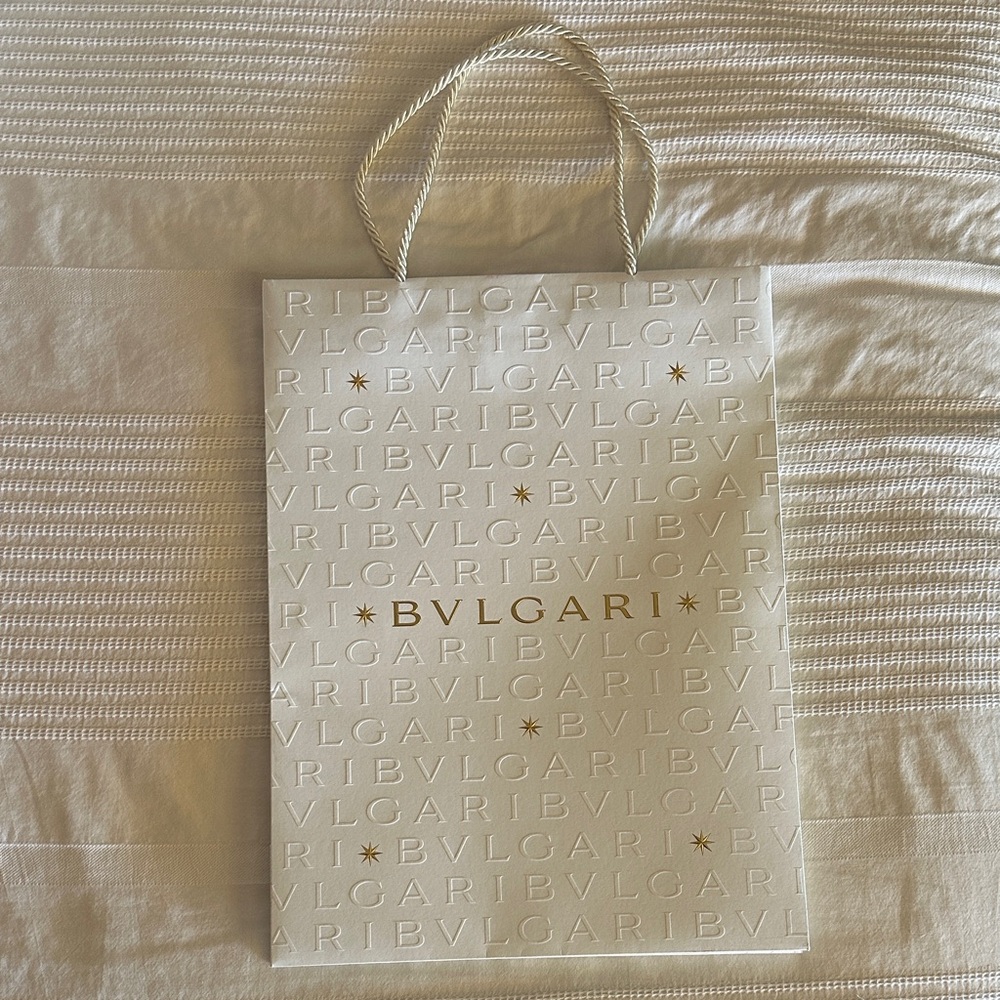 Bvlgari White and Gold Gift Bag